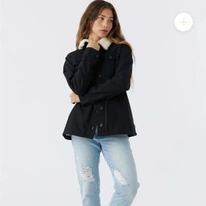 NWT Hang Ten Ladies' Sherpa-lined Cotton Utility Jacket--Black Large